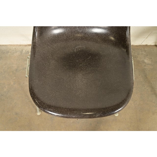 Brown Charles & Ray Eames for Herman Miller DSS Seal Brown Stacking Shell Chairs | Pair For Sale - Image 8 of 17