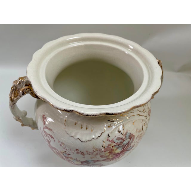 Grindley Large Antique Gindley & Co Peony Gilt Handle Art Nouveau Vase For Sale - Image 4 of 9