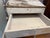 Mid 20th Century Antique Primitive Country Store Merchant Counter With Lift-Top Storage & Original White Paint For Sale - Image 5 of 6