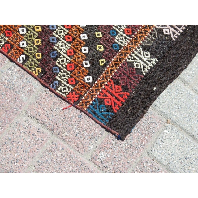 Vintage Turkish Handmade Kilim Rug - 28"x133" For Sale - Image 9 of 12