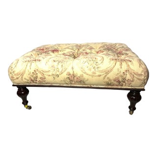 1990s Vanguard Floral Tufted Ottoman For Sale
