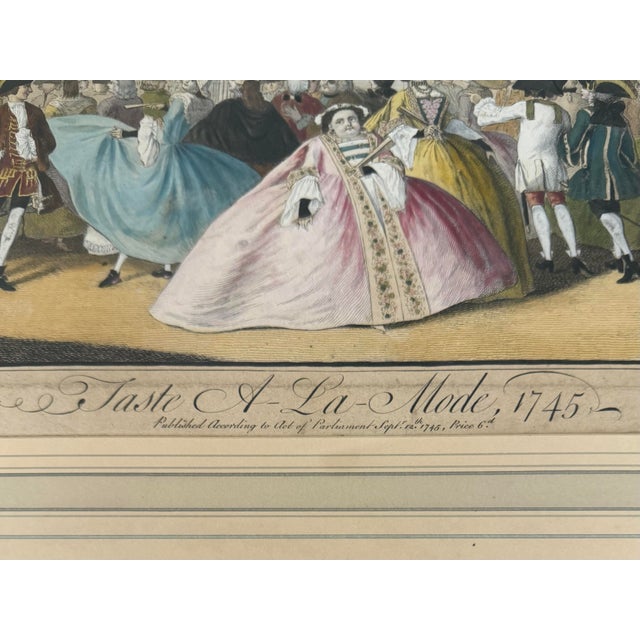 Paper Antique English Satirical Hand Colored Engraving Print - ‘Taste À La Mode, 1745’ by Louis-Philippe Boitard / Francis Patton For Sale - Image 7 of 10