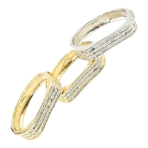 Wave Two Tone Stackable Crystal Bangle Bracelet Set of 3
