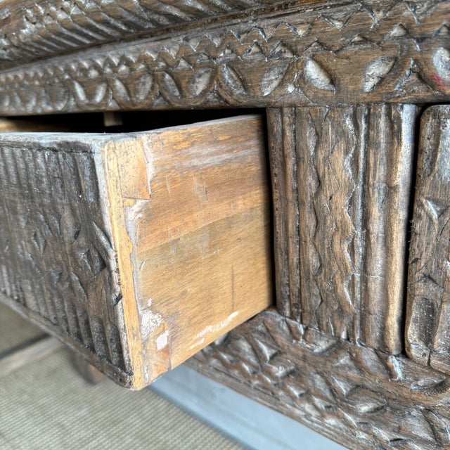 Vintage Carved 4 Drawer Console With Carvings For Sale - Image 11 of 15