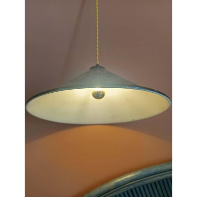 Metal Large Vintage Industrial Sheet Metal Pendant Light, 39 Cm, 1970s For Sale - Image 7 of 10