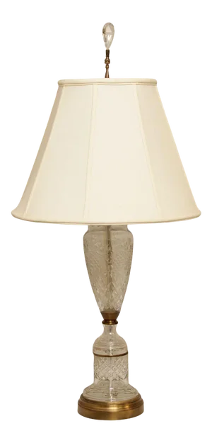 Vintage Etched Glass Lamp with Shade