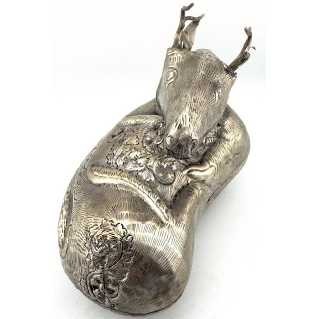 Antique Anglo-Indian Silver-Plated Figural Stag Covered Box, British Raj Period For Sale In West Palm - Image 6 of 8