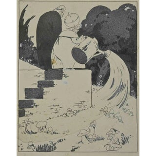 Bruno Angoletta, The Pope, China Ink Drawing, 1909 For Sale