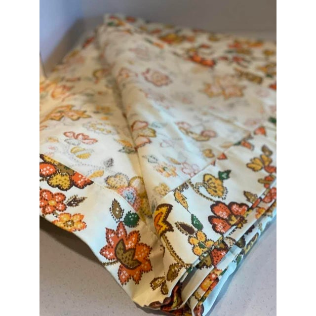 Orange Set of 6, Vintage Lot 70s Groovy Mod Retro Flower Power Jacobean Design HTF Deadstock Curtains Mint For Sale - Image 8 of 9