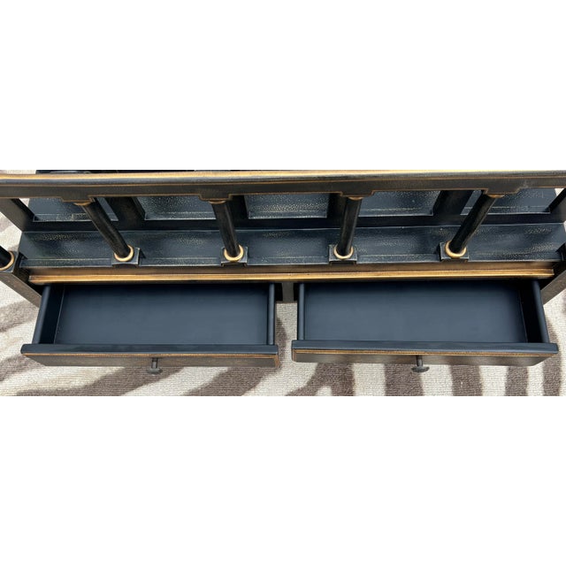 Vintage Maitland-Smith Style Ebony and Gilt Wood Canterbury For Sale - Image 9 of 12