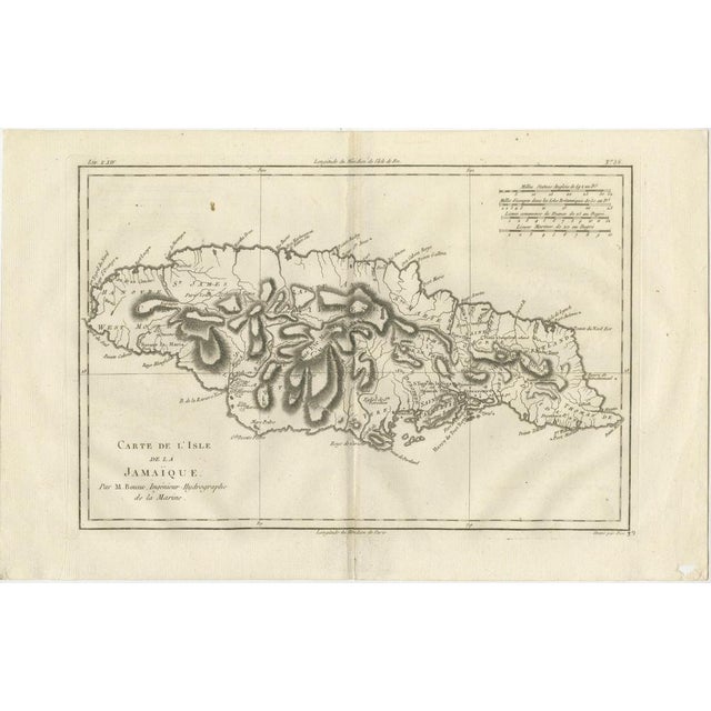 This finely engraved late-18th-century map depicts the island of Jamaica, titled Carte de l’Isle de la Jamaïque, engraved...