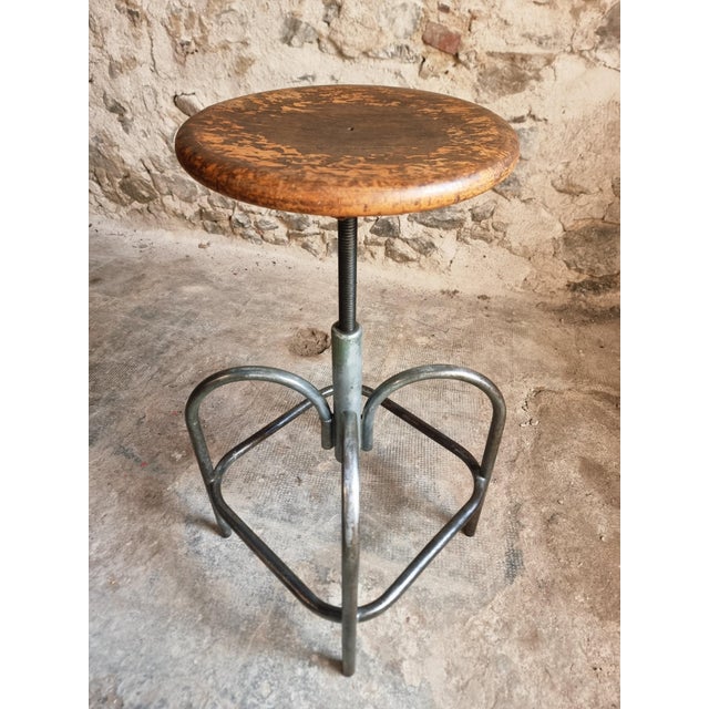 Vintage Industrial French Stool from Heliolith, 1950s For Sale - Image 4 of 18