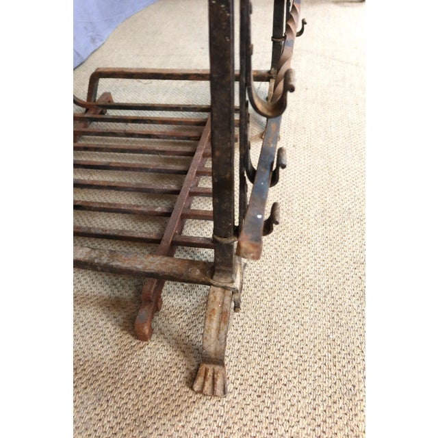 Large 19th-Century Andirons and Fireplace Grate, Set of 4 For Sale - Image 6 of 8