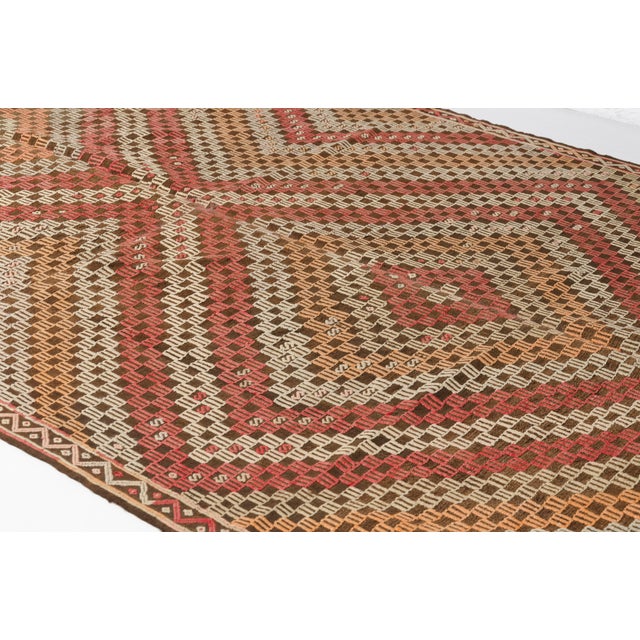 Turkish Mid 20th Century Handwoven Large Concentric Diamond Tribal Rug For Sale - Image 3 of 10