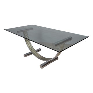 Vintage Metal, Brass, and Glass Table by Renato Zevi, 1970s For Sale
