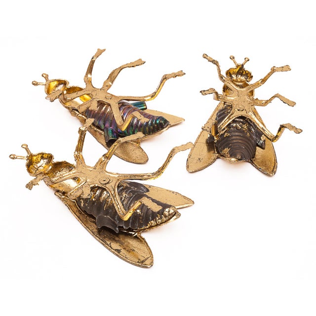 1930s Gold Leaf Gilded Fly Ashtrays, 1930s, Set of 3 For Sale - Image 5 of 9