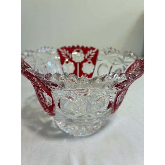 Traditional Vintage 5th Avenue Rosalina Ruby Flash Cut Glass Bowl For Sale - Image 3 of 12