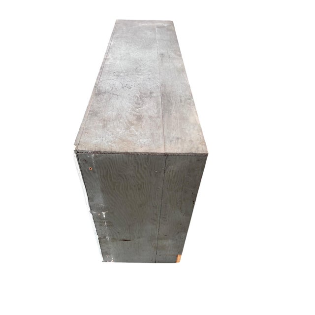 Mid 20th Century Primitive Industrial Parts Cabinet Handmade Wooden Cheese Box Drawers For Sale - Image 17 of 18