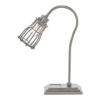 Industrial Davy Desk Lamp Polished Nickel For Sale