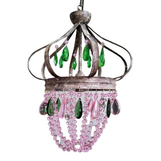 Vintage French Crystal Drop Pendant Light For Sale