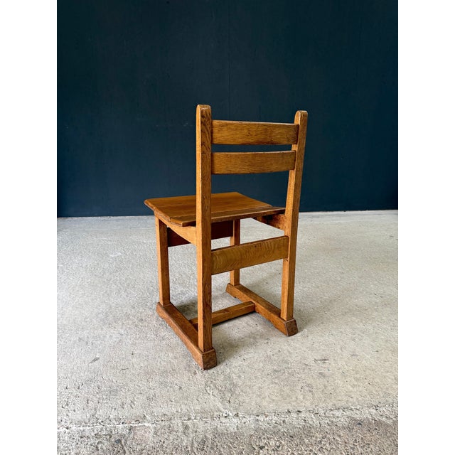 Mid-Century Handcrafted Oak Dining Chairs, Belgium, 1950s, Set of 5 For Sale - Image 14 of 18