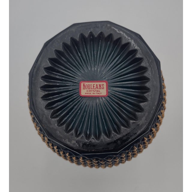 Mid-Century Modern Mid-Century Norleans Italian Empoli-Style Glass Decanter With Gold Accents For Sale - Image 3 of 9