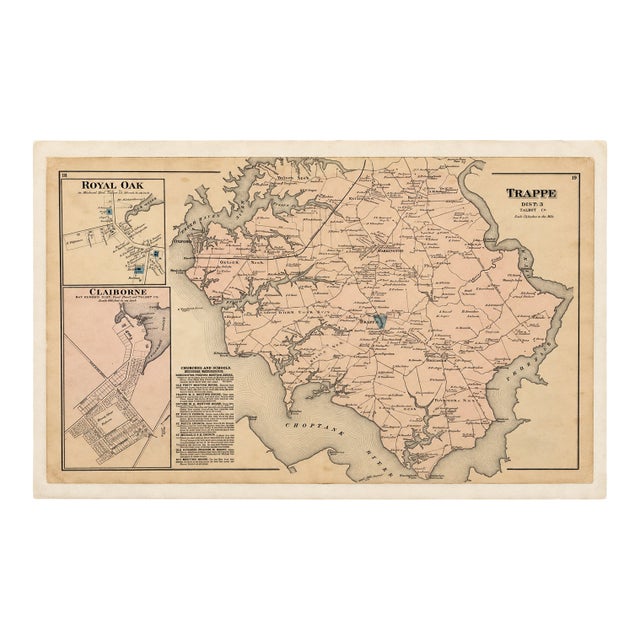 Map of Trappe & Royal Oak, Talbot County, Maryland — Lake, Griffing & Stevenson, 1877 For Sale