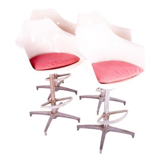 Mid Century Saarinen Style Burke Swivel Barstools - Set of 4 For Sale