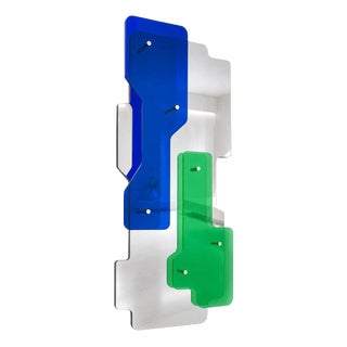 Stratos Blue and Green Maxi Sculptural Wall Mirror by GTG Design Couture For Sale