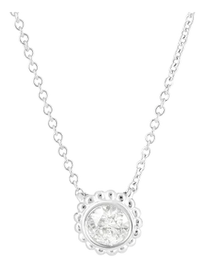 10K White Gold 1/2 Cttw Bezel Set Round Diamond Sunflower Finish 18" Pendant Necklace (I-J Color, I1-I2 Clarity)