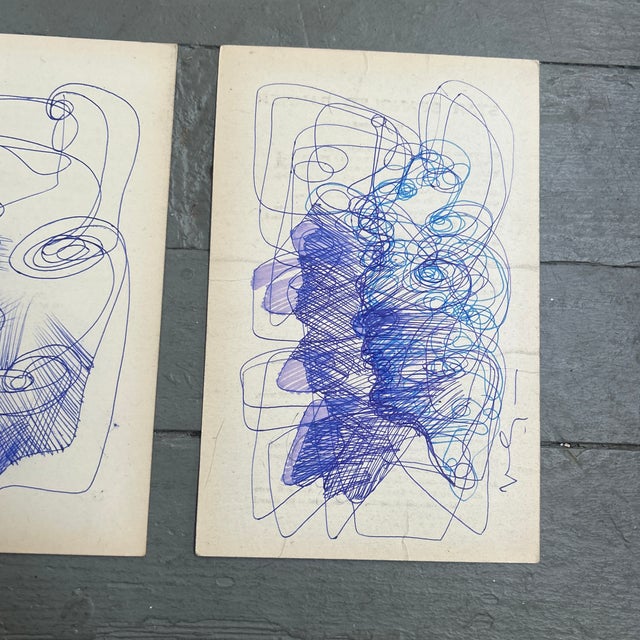 3 Contemporary Original Wayne Cunningham Abstract Pen and Ink Drawings - Set of Three For Sale - Image 4 of 5