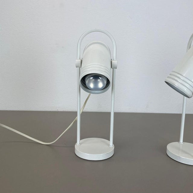 White Metal Table Lights by Rolf Krüger for Heinz Neuhaus Leuchten, 1970s, Set of 2 For Sale - Image 12 of 18