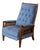 Mid to Late 20th Century Neoclassic Reclining Armchair Blue Chenille Fabric by Burris Industries For Sale