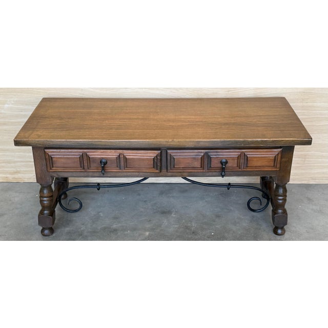 Early 20th Century Spanish rectangular coffee table with turned legs and four drawers For Sale - Image 18 of 18