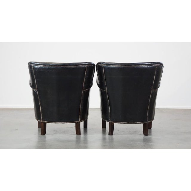 Set of Black Armchairs with Reversible Kilim Seat Cushion For Sale - Image 4 of 18