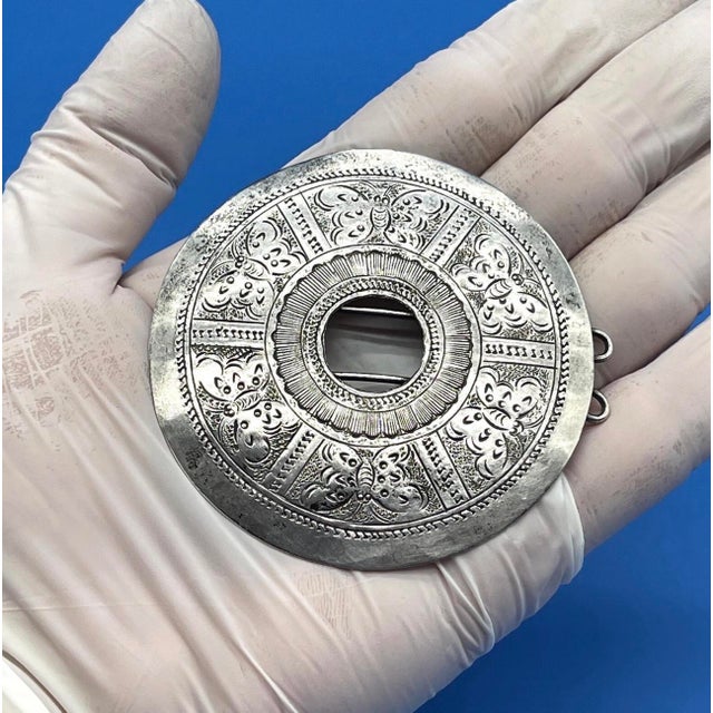Asian Antique Hmong Hill Tribe Akha Ceremonial Buckle. For Sale - Image 3 of 7