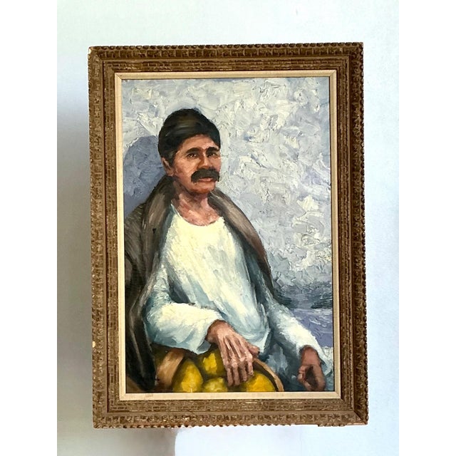 Vintage Expressionist Impasto Portrait in Wood Frame For Sale In West Palm - Image 6 of 16