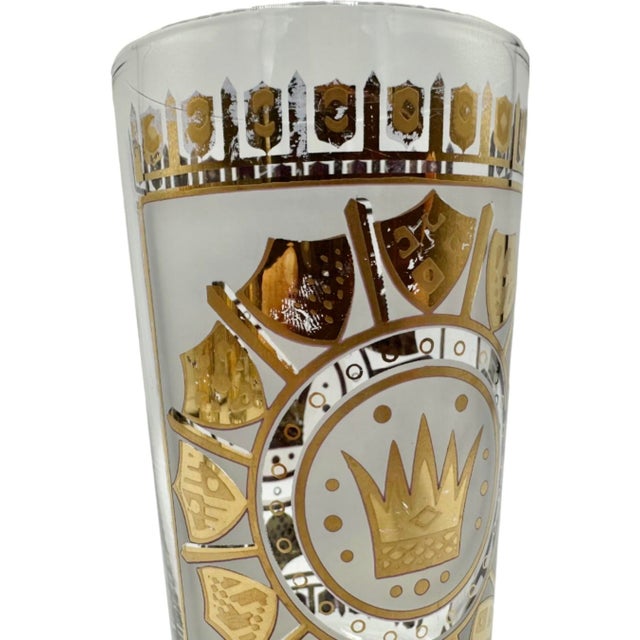 Gold Vintage Georges Briard Royal Crown Highball Glasses- Set of 4 For Sale - Image 8 of 12