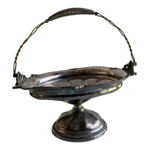 1910s Victorian Silver Plate Wedding Basket