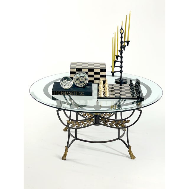 Metal Vintage Italian Regency-Style Round Metal & Glass Coffee Table For Sale - Image 7 of 9