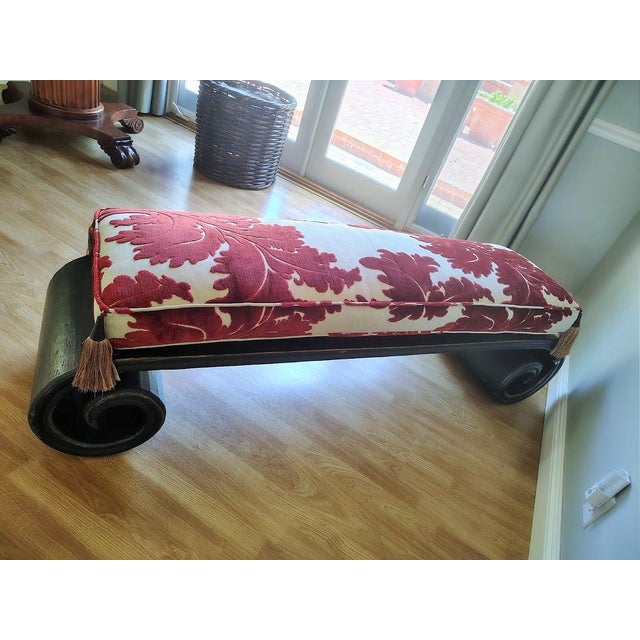 Antique Chinese Bench With Cushion and Scroll Legs, Early 20th Century ...