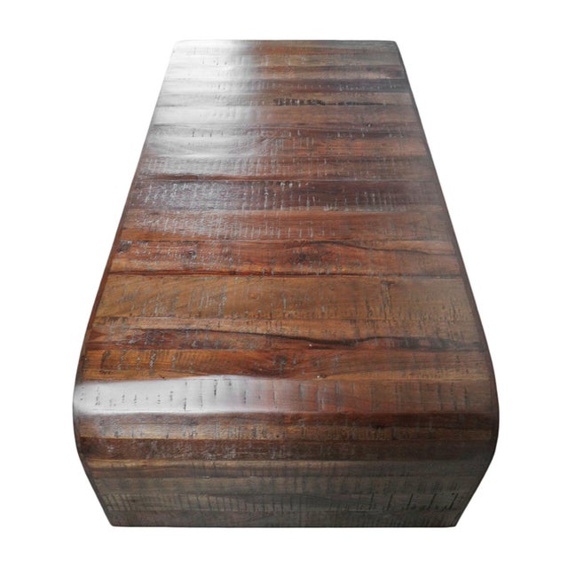 Wood Salvaged Wood Mod Waterfall Coffee Table For Sale - Image 7 of 9