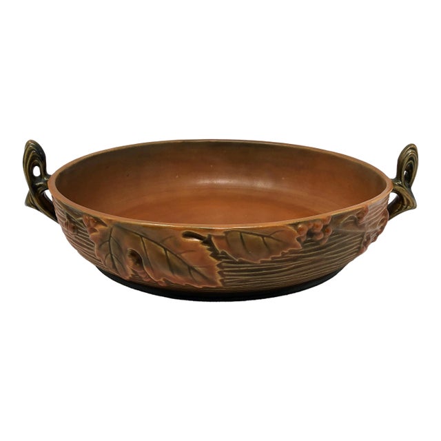 Mid 20th Century Roseville u.s.a. Pottery Bushberry Console Bowl 415-10 For Sale