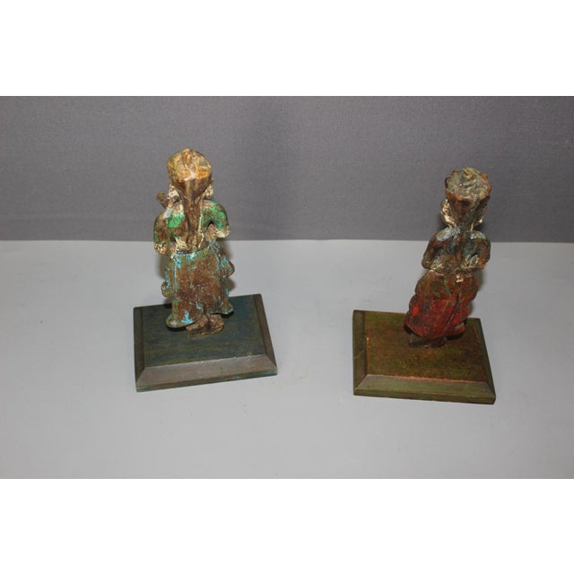 Wood Polychrome Wood Sculptures, North India, 19th Century, Set of 2 For Sale - Image 7 of 13