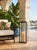 Metal Vintage Modern Polished Gunmetal & Glass Floor Lantern With Tan Leather Handle For Sale - Image 7 of 12
