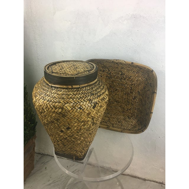 Vintage Rattan Accessories, a Pair For Sale In Charleston - Image 6 of 10