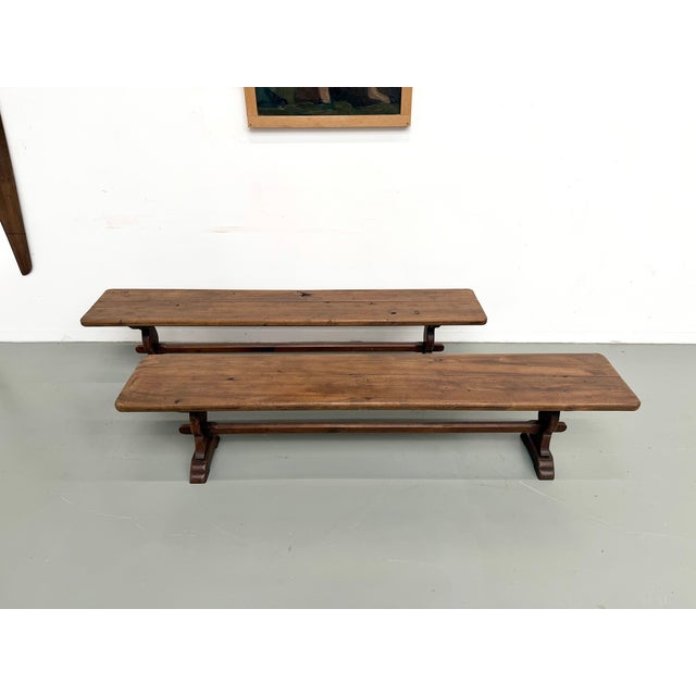 Oak Farm Benches, 1890s, Set of 2 For Sale - Image 5 of 18