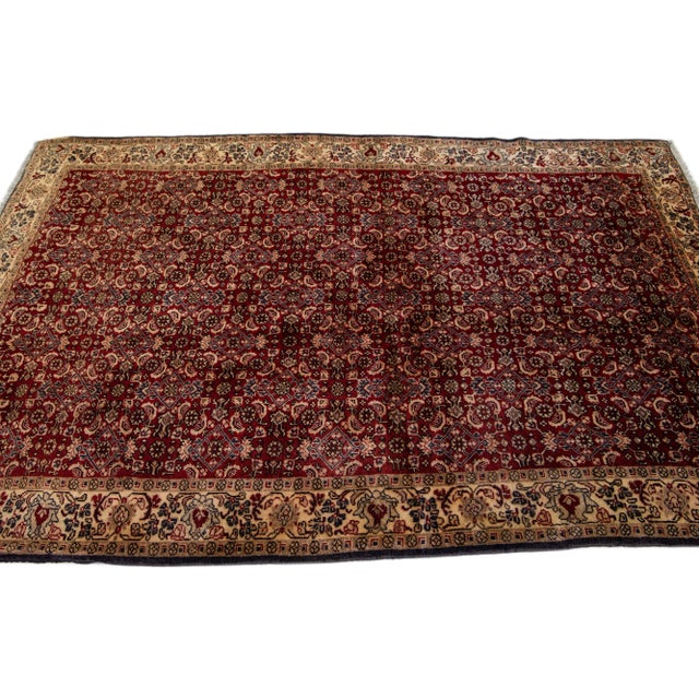 1960s 1960s Vintage Bidjar Red Handmade Floral Wool Rug For Sale - Image 5 of 7