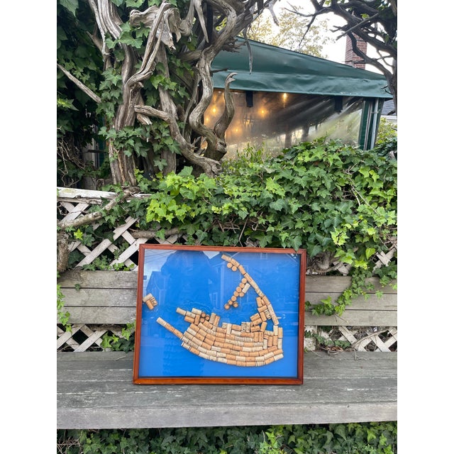 Wood Large Nantucket Island Wine Cork Map Assemblage Shadow Box For Sale - Image 7 of 8