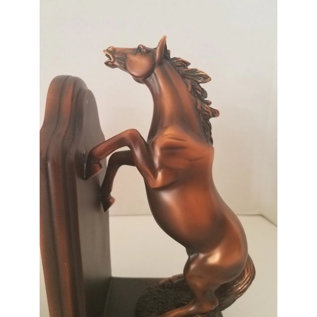 1980s Vintage 1980s Bronzed Equine Bookends W/ Walnut Base - Set of 2 For Sale - Image 5 of 9